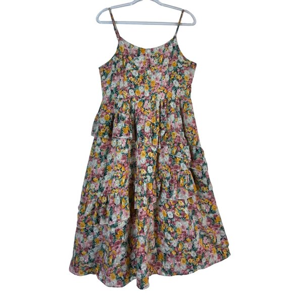 Floral Tiered Dress By Jiezouqou Yin Yu Wei Western Prairie Boho Large Feminine - Picture 1 of 4